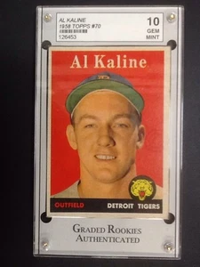 GEMA AL KALINE 1958 TOPPS GRADO #70 ¡COMO NUEVA 10! - Imagen 1 de 2