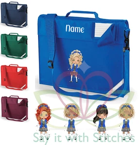 Personalised Name Book Bag Girl Clairabella Style Character Reading School Bag - Picture 1 of 8