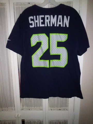 Nike Seattle Seahawks Richard Sherman #25 Double Sided Jersey T Shirt - Men’s XL Cover
