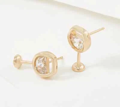 Nuevos aretes Diamonique circonita cúbica copa de vino plata de ley enchapados en RG J367104 Foto 1 de 4