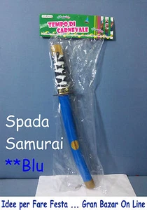 SPADA SAMURAI NINJA BLU PVC Party Travestimento Costume Festa - Foto 1 di 1