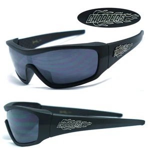 Mens Choppers Motorcycle Riding Sports Fire Logo Sunglasses - Matte Black C40 - Picture 1 of 5