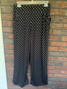 NWT Robert Louis Polka Dot Pull On Pants Small Stretch Wide Leg Slacks Pockets - Picture 1 of 15
