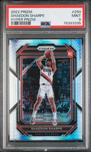 Shaedon Sharpe 2022 Panini Prizm Hyper Rookie PSA 9 Trailblazers #250 - Picture 1 of 2