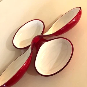 Guzzini Servierschalen Set ineinandergreifend Made in Italy transparent rot und weiß - Bild 1 von 11