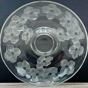 Vintage Clear Glass 12.5" Fruit Bowl Colony Dogwood Flowers 1940s Elegant Decor - Picture 1 of 6