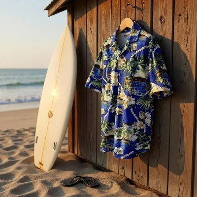 CAMISA MARCA HAVAIANA Vintage Anos 70 Design de Carro Vintage Feito no Havaí 2X - Imagem 1 de 4