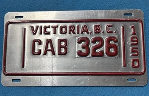 Victoria BC Columbia Británica 1950 matrícula CAB - Imagen 1 de 2