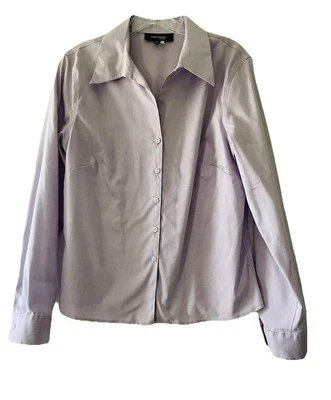 Jones Wear Essentials 快速护理 12 码棉质纽扣衬衫上衣薰衣草 — 第 1/4 张图片