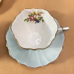 Victoria C&E Bone China England Tea Cup & Saucer Blue , Gold Trim - Picture 1 of 4