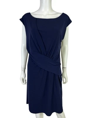 LOFT Womens Dress Sheath Stretch Slimming Ruched Navy Stretch Size 16 NWT $80 - Image 1 of 4