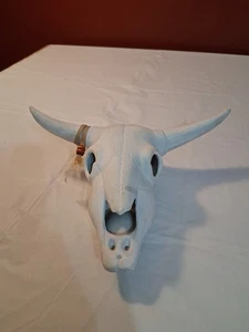 FAUX Horned Skull Pottery Blank Vintage Pottery Southwestern Steer Bull Skull - Picture 1 of 8
