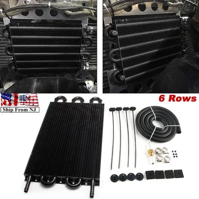 Enfriador de aceite de transmisión de aluminio de 6 pasos, tubo universal de 6 filas de 5/16" + montaje Foto 1 de 4