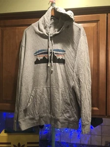 Patagonia Organic Cotton Hoodie Large Blue Mountain Sunset Graphic Pullover - Picture 1 of 13