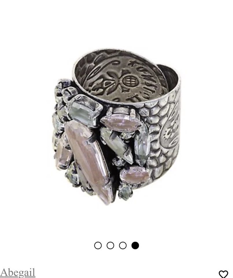 Anel de vidro rosa pastel metal prata Begail original Konplott  - Imagem 1 de 4