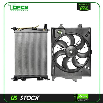Radiator and Cooling Fan Assembly For 2012-2013 Hyundai Accent 2012-2017 Kia Rio Foto 1 de 4