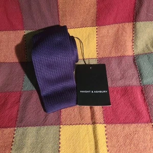 Skinny Knit Tie Haight & Ashbury Purple Square Knit Necktie New - Picture 1 of 9