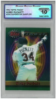 1994 Topps Finest KIRBY PUCKETT #204 Superstar Sampler 💎 DSG 10 Gem Mint - Image 1 of 2