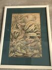 Chinese Or Balinese Original Watercolor Landscape, Framed, 8" X 12" (Image)