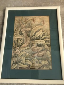 Chinese or Balinese Original Watercolor Landscape, Framed, 8" x 12" (Image) - Picture 1 of 6