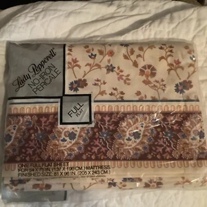 Vtg  Lady Pepperell Full Flat Sheet “Country Chateau” Floral W/ Paisley Border - Picture 1 of 3