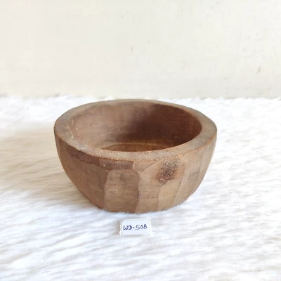 Antique Primitive Handmade Wooden Salad Bowl Original Old Home Decorative WD508 - Imagem 1 de 4