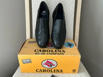 Zapatos de mujer Carolina Comfort vintage de cuero negro sin cordones punta de acero 9M Foto 1 de 4