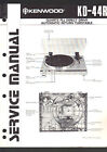 Original Factory Kenwood KD 44r turntable Service Manual Repair Book
