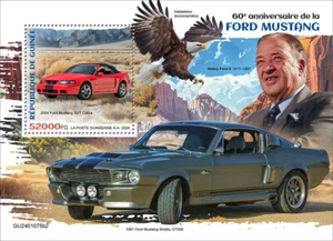 Ford Mustang 60th Anniversary Cars MNH Stamps 2024 Guinea S/S - Picture 1 of 1
