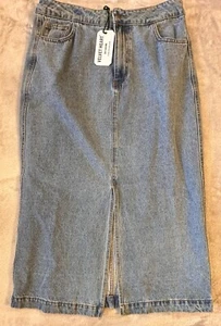 Denim Skirt Long Large Velvet Heart Paulina Front Slit Pencil Western Cowgirls - Picture 1 of 10