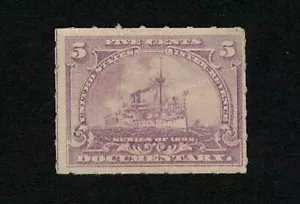 US Revenue 1898 R167 Battleship Documentary Tax Stamp 5c Partial Gum MH F-VF - Picture 1 of 2