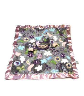 Douglas Pink Gray Purple Baby Doll Girl Blanket Birds Flowers Plush Security - Image 1 of 2