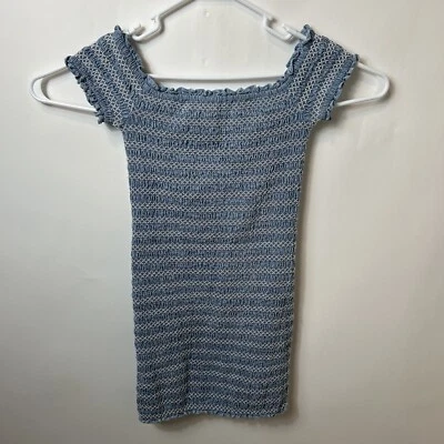 Vestido para mujer Forever 21 talla mediana manga corta pulóver azul blanco elástico Foto 1 de 4