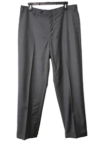 ZANELLA Todd Men's 36(34) x 30 Gray Flat Front Cuffed 100% Wool Dress Pants - Picture 1 of 12