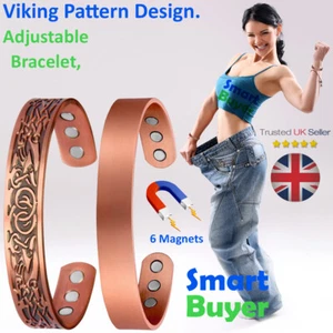 MEN/WOMEN CELTIC COPPER BANGLE 6MAGNETIC BRACELET PAIN RELIEF ARTHRITIS CARPAL - Picture 1 of 6