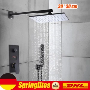 30*30cm Duschsystem Unterputz Set LED Regendusche Kopfbrause Duscharmatur - Bild 1 von 12