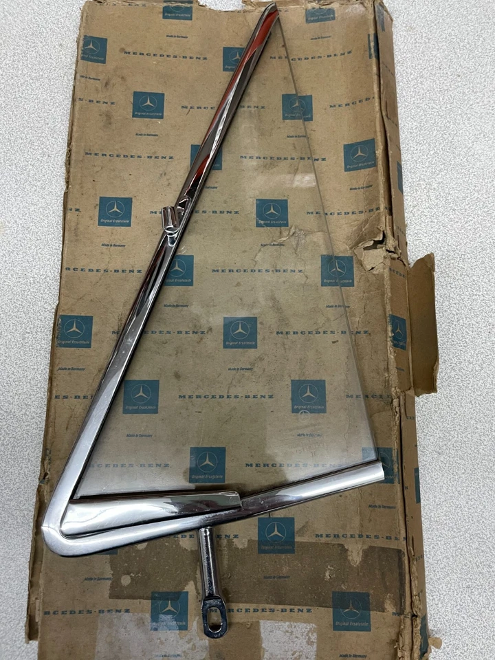 Mercedes W114 W115 Front Left Quarter Window Glass with Chrome Frame NEW genuine - Image 1 of 1