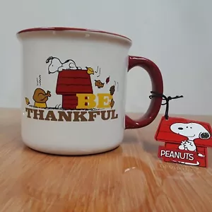 Peanuts Snoopy "Be Thankful" 21 oz Stoneware Mug Thanksgiving Holiday NWT - Picture 1 of 16