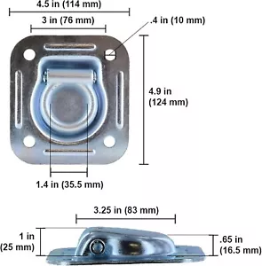 Anillo en D de montaje de bandeja de control de carga de EE. UU. (paquete de 4) límite de carga de trabajo de 2.000 libras - Imagen 1 de 5