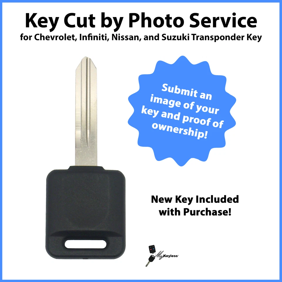 -Llave cortada por foto- Servicio para Nissan Infiniti Transpondedor Chip Llave Repuesto Foto 1 de 4