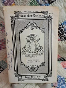 VINTAGE 1988 Brown House Dolls Pattern BHD 549 French Fashion 18" - 19" Doll - Picture 1 of 2