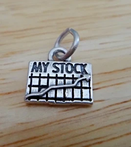 Sterling Silver 11x11mm Stock Report Sign says My Stock Charm! - Picture 1 of 5