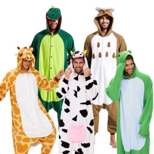 Animal One-piece Pajamas For Adult Men Halloween Cosplay Costumes Soft Sleepwear - Picture 1 of 51