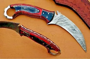 Full Tang handgeschmiedetes Damaststahl Karambit Messer mit exotischem Holzgriff JWK - Bild 1 von 8