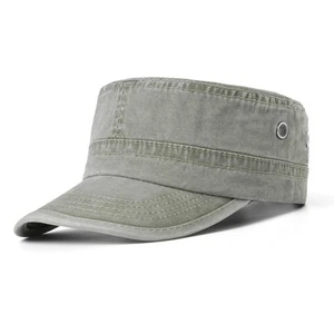 Washed Cotton Military Caps Unisex Adjustable Cadet Army Cap Classic Vintage ... - Picture 1 of 7