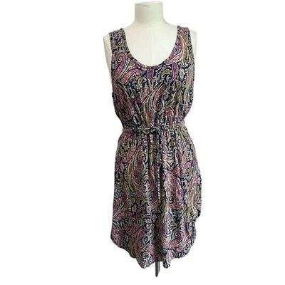 Lucky Brand Verna Dress Navy Paisley Sleeveless Dress Size M - Image 1 of 4