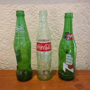 3 bottles Coca-Cola Sprite 7Up glass 12oz 7-Up Coke nonreturnable - Picture 1 of 10