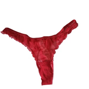 De Colección Y2k Victoria's Secret Muy Sexy Rojo Malla Transparente Tanga Panty Lazo Pequeño Nuevo - Imagen 1 de 3