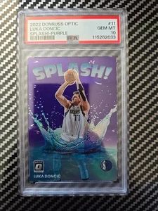 2022-23 Panini Donruss Optic - Splash! Luka Dončić #11 Purple Prizm Psa 10 - Picture 1 of 2