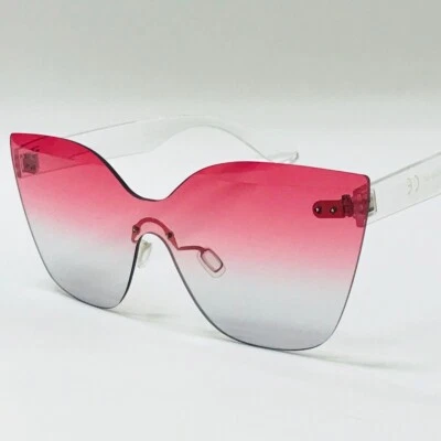 Rimless Sunglasses Women Fashion Oversized Pink Blue Lens Cat Eye Light Weight